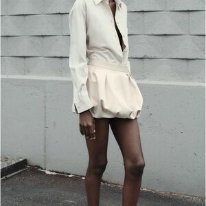 Zara Cream Skort with Voluminous Silhouette